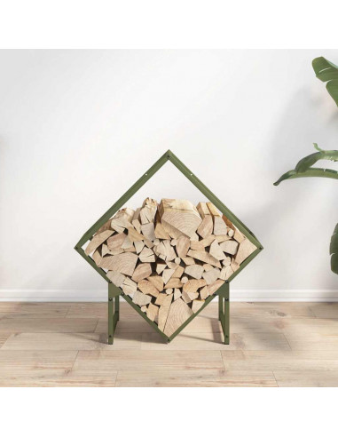 Rastrelliera per Legna da Ardere Verde Oliva 60x25x60 cm