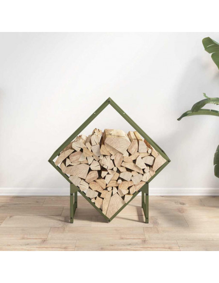 Rastrelliera per Legna da Ardere Verde Oliva 60x25x60 cm