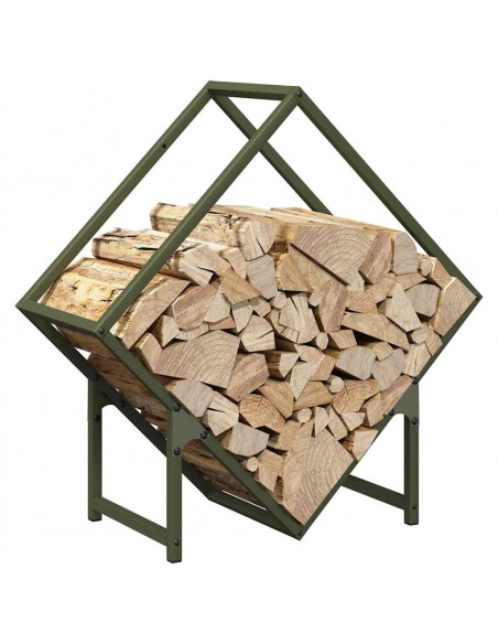 Rastrelliera per Legna da Ardere Verde Oliva 60x25x60 cm