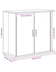 Supporto per Acquario 81x36x73 cm Legno Multistrato Rovere Nero