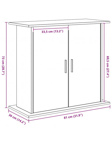 Supporto per Acquario 81x36x73 cm Legno Multistrato Rovere Nero