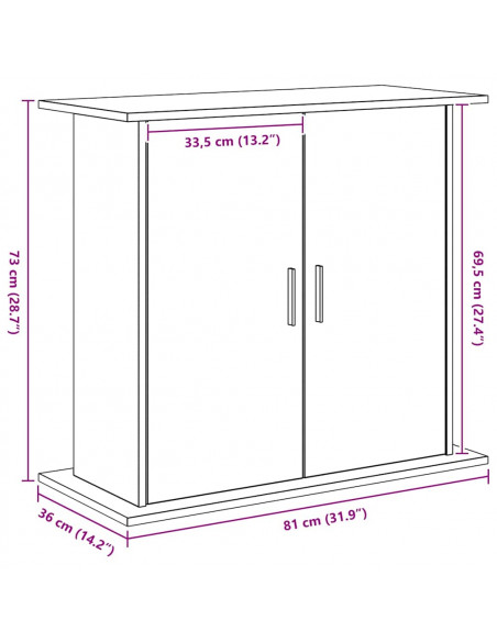 Supporto per Acquario 81x36x73 cm Legno Multistrato Rovere Nero