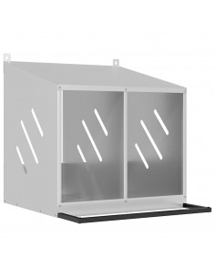 Nido per Polli con 2 Scomparti in Metallo Galvanizzato Argento 2