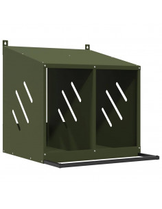 Nido per Polli con 2 Scomparti in Metallo Verde Oliva 2