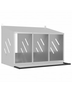 Nido per Polli con 3 Scomparti in Metallo Galvanizzato Argento 2