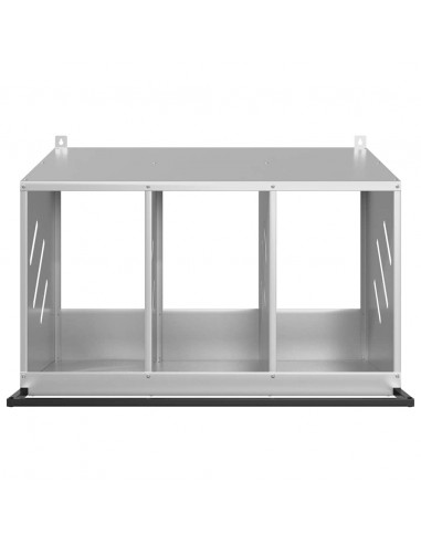 Nido per Polli con 3 Scomparti in Metallo Galvanizzato Argento