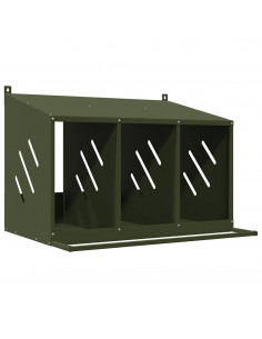 Nido per Polli con 3 Scomparti in Metallo Verde Oliva 2