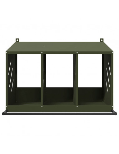 Nido per Polli con 3 Scomparti in Metallo Verde Oliva