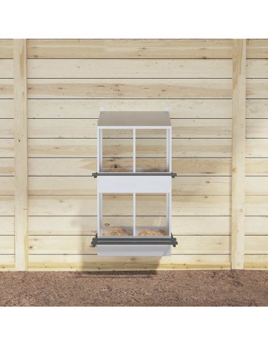 Nido per Polli con 4 Scomparti in Metallo Galvanizzato Argento