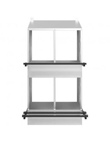 Nido per Polli con 4 Scomparti in Metallo Galvanizzato Argento