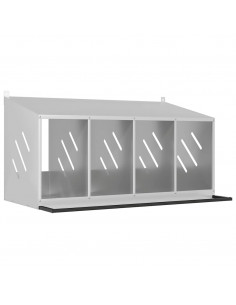 Nido per Polli con 4 Scomparti in Metallo Galvanizzato Argento 2