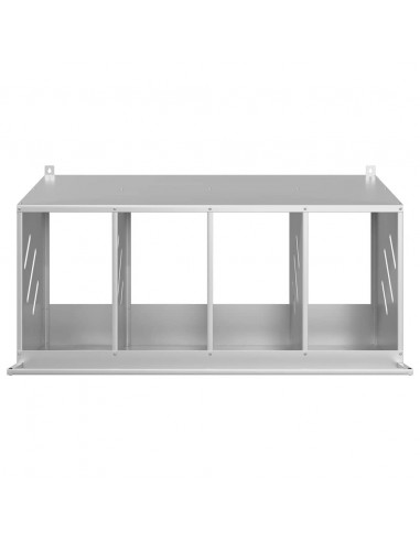 Nido per Polli con 4 Scomparti in Metallo Galvanizzato Argento