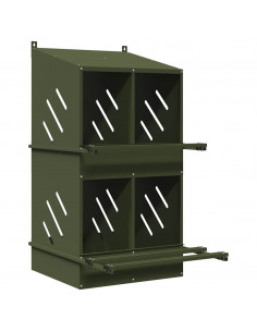 Nido per Polli con 4 Scomparti in Metallo Verde Oliva 2
