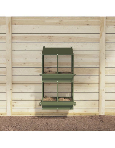Nido per Polli con 4 Scomparti in Metallo Verde Oliva
