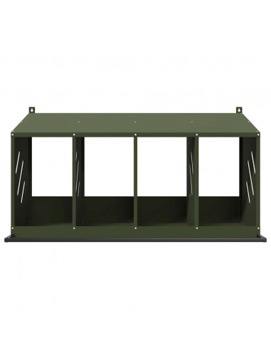 Nido per Polli con 4 Scomparti in Metallo Verde Oliva