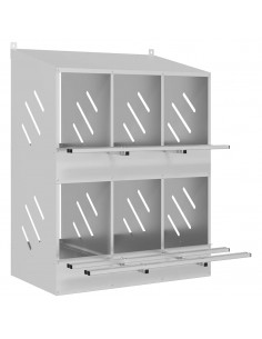 Nido per Polli con 6 Scomparti in Metallo Galvanizzato Argento 2