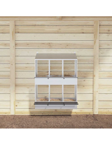 Nido per Polli con 6 Scomparti in Metallo Galvanizzato Argento