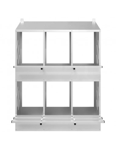 Nido per Polli con 6 Scomparti in Metallo Galvanizzato Argento