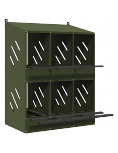 Nido per Polli con 6 Scomparti in Metallo Verde Oliva 2