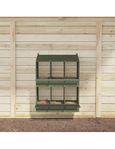 Nido per Polli con 6 Scomparti in Metallo Verde Oliva