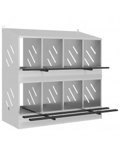 Nido per Polli con 8 Scomparti in Metallo Galvanizzato Argento 2