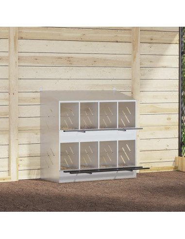 Nido per Polli con 8 Scomparti in Metallo Galvanizzato Argento