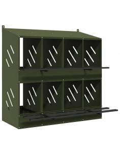 Nido per Polli con 8 Scomparti in Metallo Verde Oliva 2