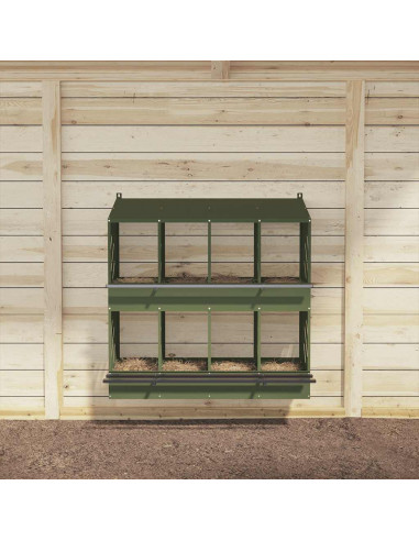 Nido per Polli con 8 Scomparti in Metallo Verde Oliva