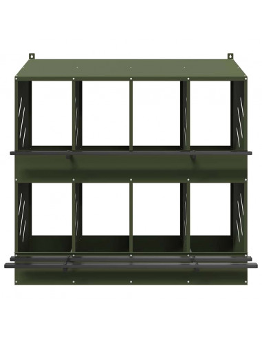 Nido per Polli con 8 Scomparti in Metallo Verde Oliva