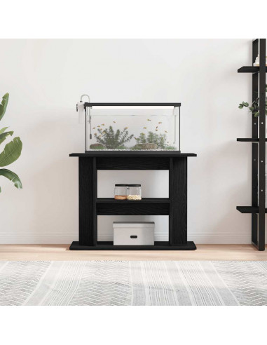 Supporto Acquario 80x35x60 cm Legno Multistrato Rovere Nero