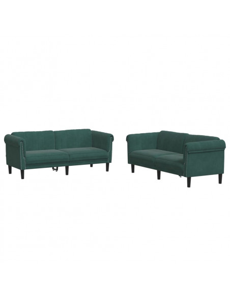 Set di Divani 2 pz Verde Scuro in Velluto