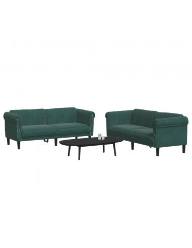 Set di Divani 2 pz Verde Scuro in Velluto