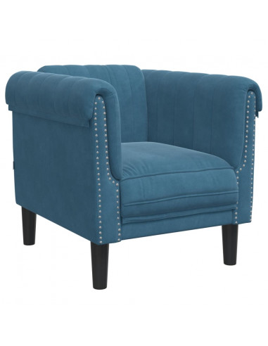 Set di Divani 3 pz Blu in Velluto