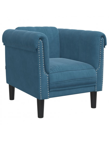 Set di Divani 3 pz Blu in Velluto