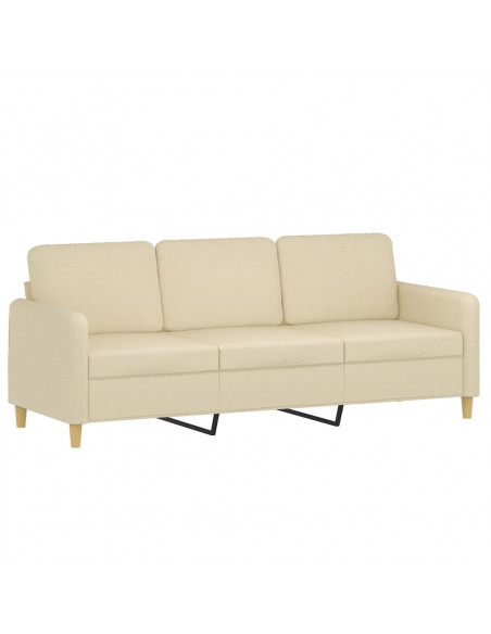 Set di Divani 3 pz con Cuscini Crema in Tessuto