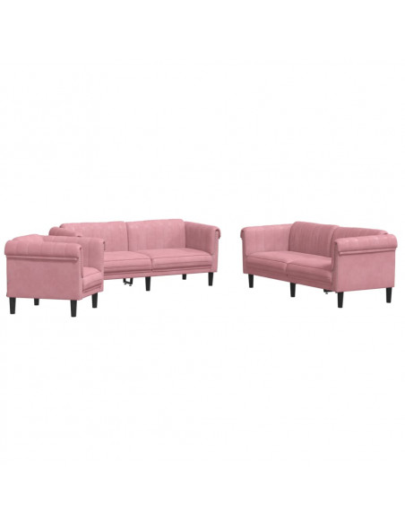 Set di Divani 3 pz Rosa in Velluto