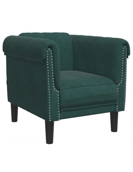 Set di Divani 3 pz Verde Scuro in Velluto