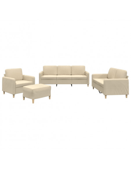 Set di Divani 4 pz con Cuscini Crema in Tessuto