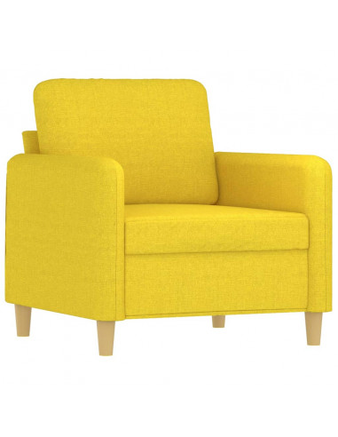 Set di Divani 4 pz con Cuscini Giallo Chiaro in Tessuto