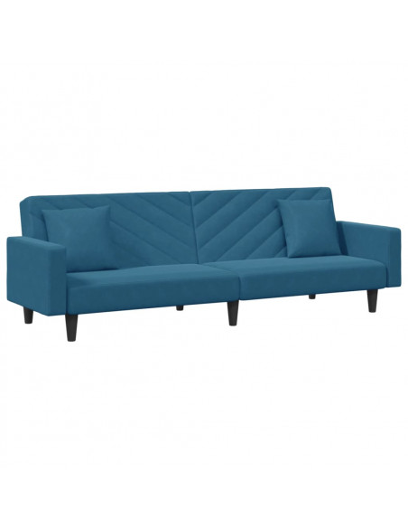 Set di Divani 2 pz con Cuscini Blu in Velluto