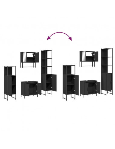 Set Mobili da Bagno 4 pz Nero in Legno Multistrato