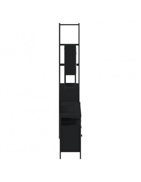 Set Mobili da Bagno 4 pz Nero in Legno Multistrato