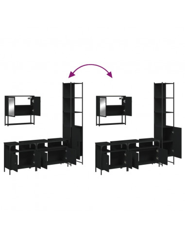 Set Mobili da Bagno 4 pz Nero in Legno Multistrato