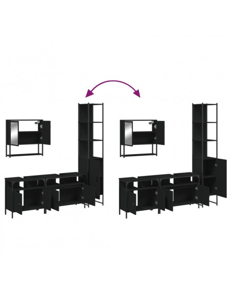 Set Mobili da Bagno 4 pz Nero in Legno Multistrato