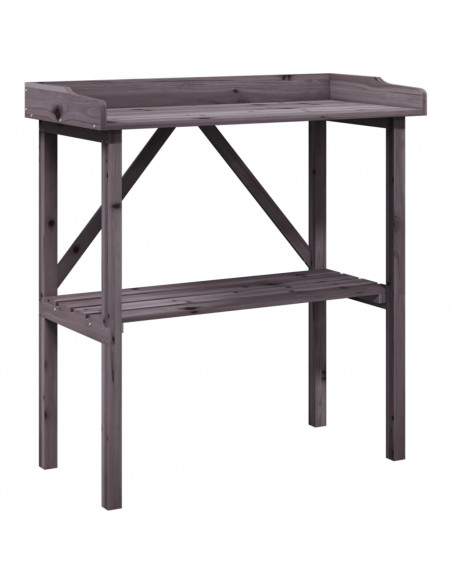 Tavolo Piante Ripiano Grigio 78x38x,82,5cm Legno Massello Abete