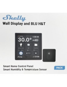 Shelly Wall Display + Sensore H&T - Pannello con Display touch nero