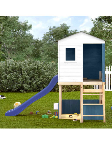 Set da Gioco da Esterno in Legno Massello di Abete Bianco e Blu