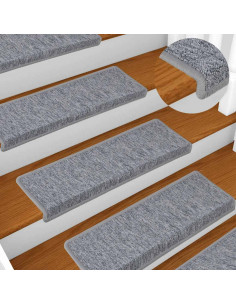 Tappetini per scale 30 pz 65x21x4 cm Grigio chiaro Bordo rettangolare