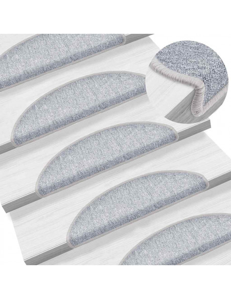 Tappetini per Scale 30 pz Grigio Chiaro 56x17x3 cm