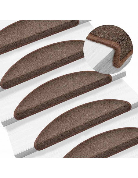 Tappetini per Scale 30 pz Marrone Caffè 56x17x3 cm